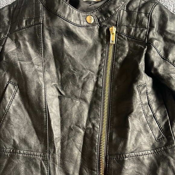 H&M Kids Black Faux Leather Moto Jacket with Asymmetrical Zipper - Picture 2 of 8